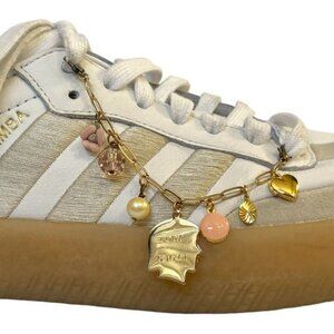 Shoe Charm Chain Shoe Bling Silhouette Charm Pearl Swarovski Crystal Pink Locket